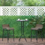 Bistro : 3-Piece High-Top Patio Set with Round Table and 2 Bar Stools in Black/Tan - Image 10