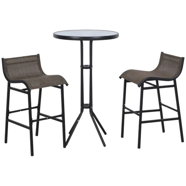 bistro-bliss-3-piece-high-top-patio-set-with-round-table-2-bar-stools-in-blacktan.webp Bistro : 3-Piece High-Top Patio Set with Round Table and 2 Bar Stools in Black/Tan - Image 1