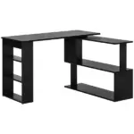 HOMCOM Black L-Shaped Desk 360° Rotating Home Office Corner Computer Desk with Storage - Image 11