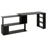 HOMCOM Black L-Shaped Desk 360° Rotating Home Office Corner Computer Desk with Storage - Image 12