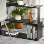 HOMCOM Black L-Shaped Desk 360° Rotating Home Office Corner Computer Desk with Storage - Image 8