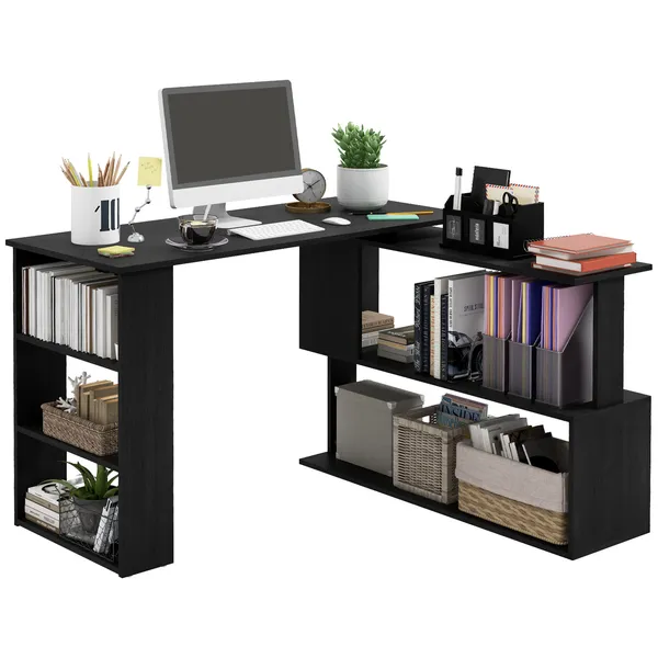 black-l-shaped-desk-360-rotating-home-office-corner-computer-desk-with-storage.webp HOMCOM Black L-Shaped Desk 360° Rotating Home Office Corner Computer Desk with Storage - Image 1