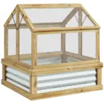 Raised Garden Bed with Cold Frame Greenhouse, Fir Wood and Galvanized Steel, Natural - Image 11