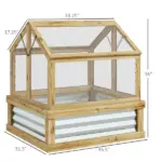 Raised Garden Bed with Cold Frame Greenhouse, Fir Wood and Galvanized Steel, Natural - Image 3