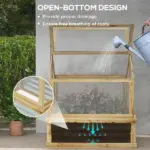 Raised Garden Bed with Cold Frame Greenhouse, Fir Wood and Galvanized Steel, Natural - Image 5