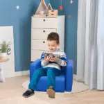 Blue 2-in-1 Kids Sofa and Table Chair Set Convertible Toddler Lounge Multifunctional Armrest Chair for Play - Image 2