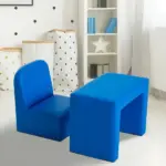 Blue 2-in-1 Kids Sofa and Table Chair Set Convertible Toddler Lounge Multifunctional Armrest Chair for Play - Image 10