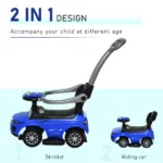 Blue 3 In 1 Ride on Push Cars for Toddlers with Horn Music Light Function - Image 4