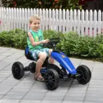 Blue Pedal Go Kart for Kids with Swing Axle and Shock-Absorbing Wheels - Image 2