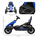 Blue Pedal Go Kart for Kids with Swing Axle and Shock-Absorbing Wheels - Image 3