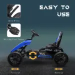 Blue Pedal Go Kart for Kids with Swing Axle and Shock-Absorbing Wheels - Image 5