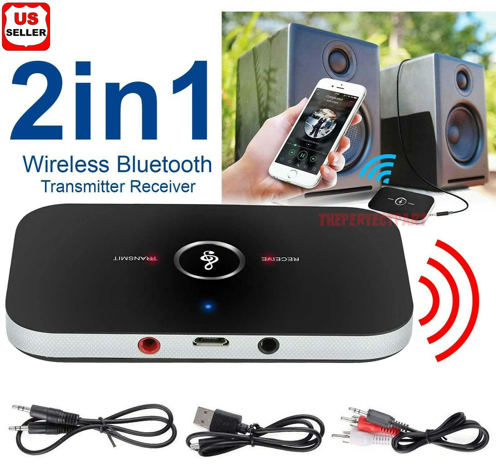 Bluetooth 5.0 Transmitter Receiver 2 in 1 3.5mm Audio Adapter