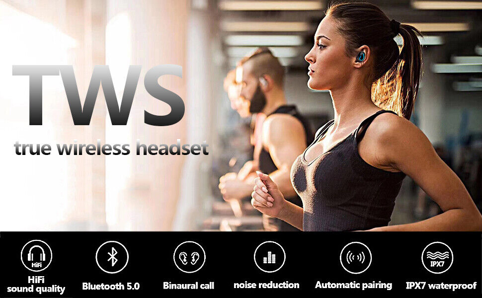 Bluetooth 5.0 TWS Wireless Earbuds with IPX7 Water Resistance