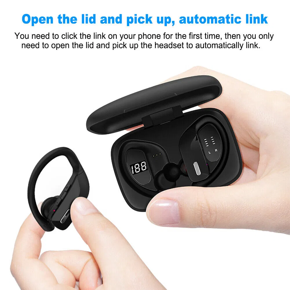 Bluetooth 5.0 TWS Wireless Earbuds with Ear Hooks and Charging Case