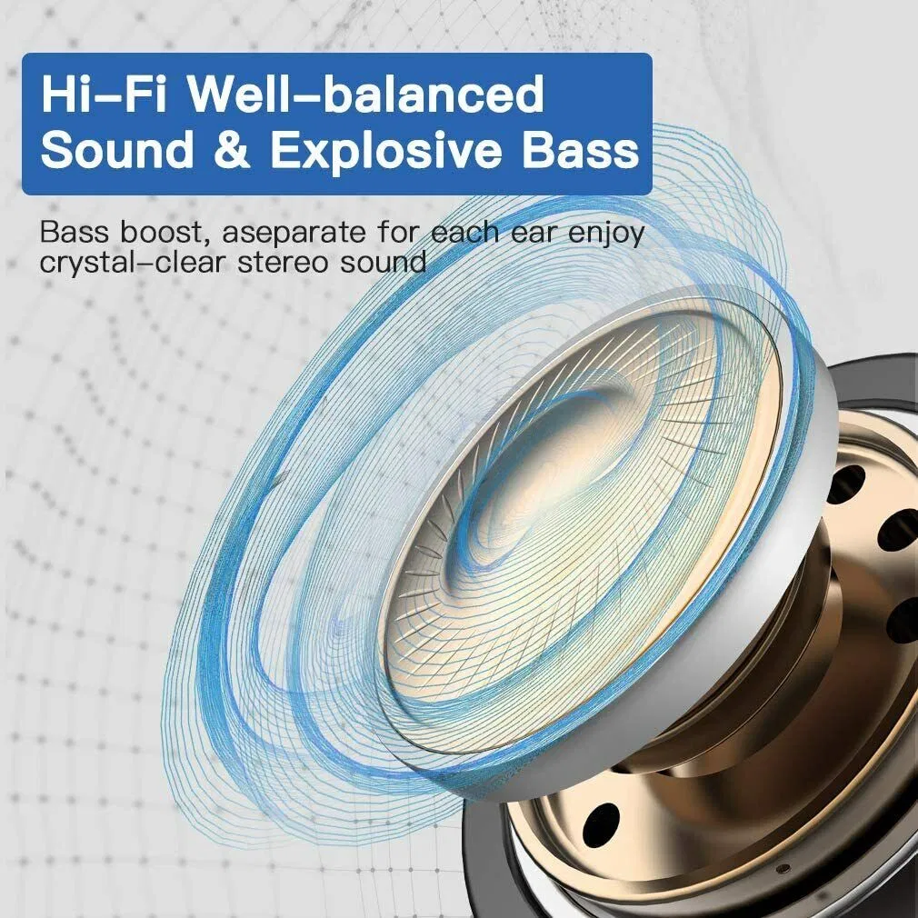 Bluetooth 5.0 TWS Wireless Earbuds with Ear Hooks and Charging Case