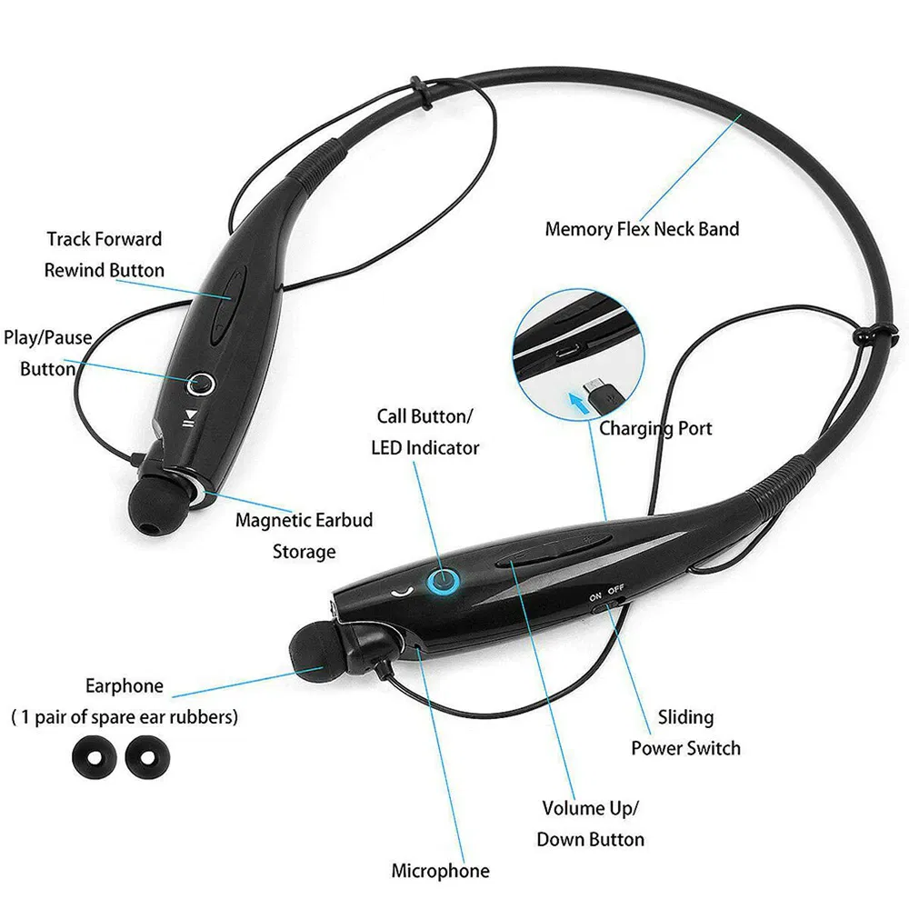 Bluetooth Neckband Wireless Stereo Earbuds with Microphone