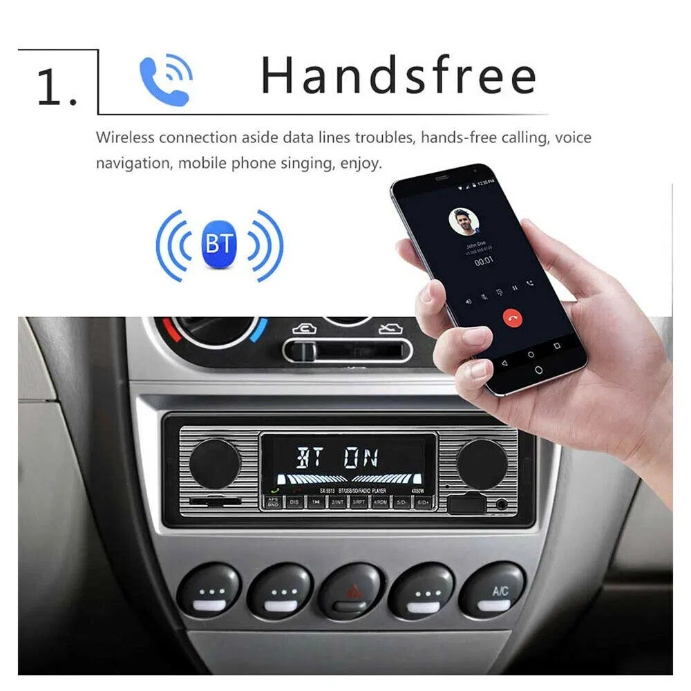 Bluetooth Vintage Style Car FM Radio MP3 Player with USB and AUX