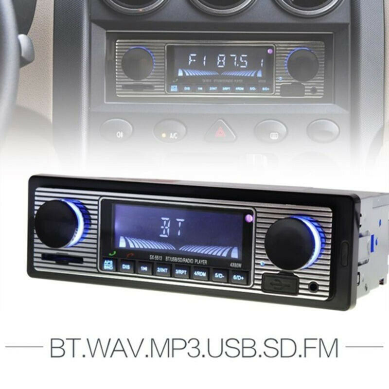 Bluetooth Vintage Style Car FM Radio MP3 Player with USB and AUX