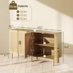 Bohemian Sideboard, 62.2" Buffet Cabinet with 4 Rattan Doors and Shelves for Living Room, Hallway, Natural - Image 3