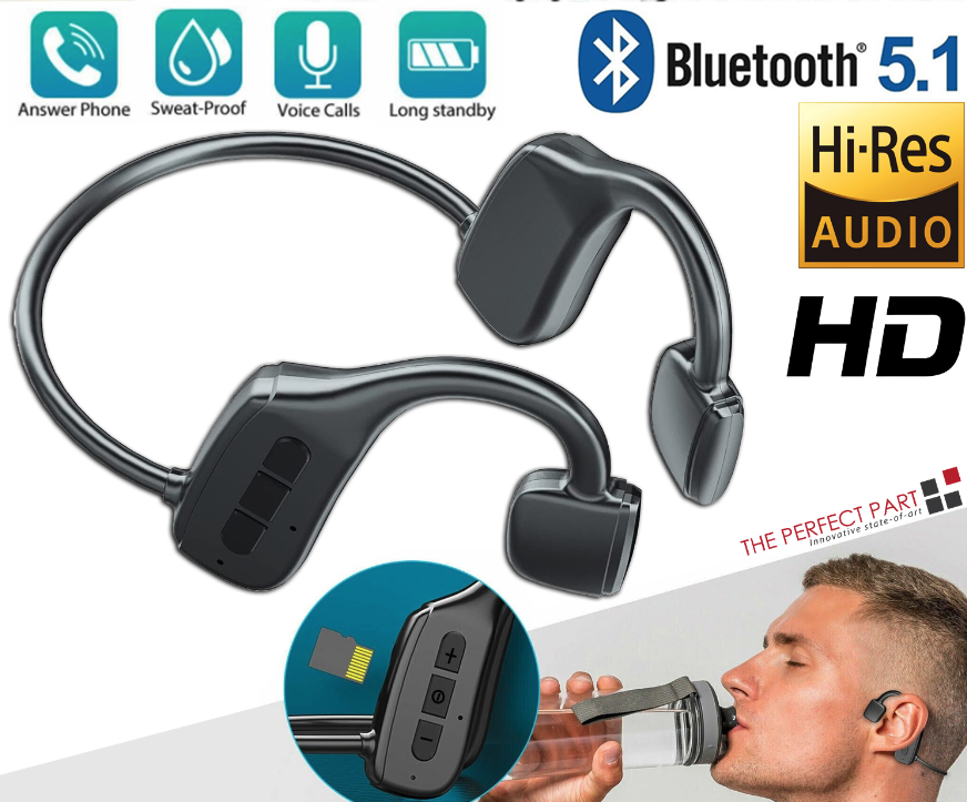 Bluetooth 5.1 Open-Ear Bone Conduction Headphones with Microphone