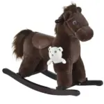 Plush Rocking Horse with Animal Sounds and Bear Toy Brown for Ages 3+