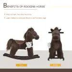 Plush Rocking Horse with Animal Sounds and Bear Toy Brown for Ages 3+ - Image 5