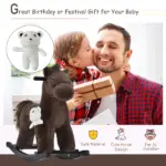 Plush Rocking Horse with Animal Sounds and Bear Toy Brown for Ages 3+ - Image 7