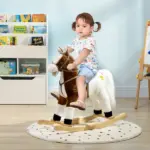 Brown Rocking Horse with Sound and Saddle, Engaging Toy for Toddlers 3-8 Years Old - Image 2