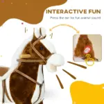 Brown Rocking Horse with Sound and Saddle, Engaging Toy for Toddlers 3-8 Years Old - Image 4