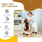 Brown Rocking Horse with Sound and Saddle, Engaging Toy for Toddlers 3-8 Years Old - Image 5