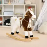 Brown Rocking Horse with Sound and Saddle, Engaging Toy for Toddlers 3-8 Years Old - Image 10
