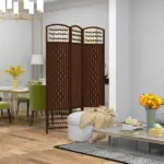 HOMCOM Brown Wave 3-Panel Folding Privacy Screen, Lightweight Room Divider for Home Office - Image 2