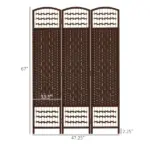 HOMCOM Brown Wave 3-Panel Folding Privacy Screen, Lightweight Room Divider for Home Office - Image 3
