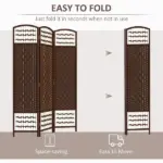HOMCOM Brown Wave 3-Panel Folding Privacy Screen, Lightweight Room Divider for Home Office - Image 4