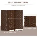 HOMCOM Brown Wave 3-Panel Folding Privacy Screen, Lightweight Room Divider for Home Office - Image 5