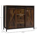 HOMCOM Buffet Kitchen Cabinet, Kitchen Sideboard Cabinet with Barn Doors, 3 Drawers and Adjustable Shelves for Living Room, Rustic Brown - Image 3