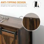 HOMCOM Buffet Kitchen Cabinet, Kitchen Sideboard Cabinet with Barn Doors, 3 Drawers and Adjustable Shelves for Living Room, Rustic Brown - Image 7