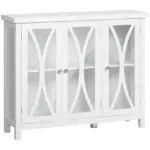 HOMCOM Buffet Sideboard Modern White Kitchen Cabinet with Glass Doors Storage for Dining Room Bedroom
