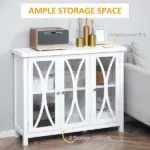 HOMCOM Buffet Sideboard Modern White Kitchen Cabinet with Glass Doors Storage for Dining Room Bedroom - Image 4