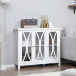 HOMCOM Buffet Sideboard Modern White Kitchen Cabinet with Glass Doors Storage for Dining Room Bedroom - Image 10