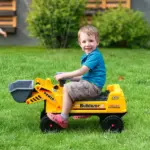Bulldozer Ride-On Toy Excavator, Multi-functional with Steering Wheel, Under Seat Storage, Yellow, Ages 2-3 - Image 2