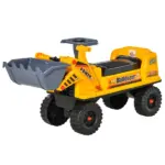 Bulldozer Ride-On Toy Excavator, Multi-functional with Steering Wheel, Under Seat Storage, Yellow, Ages 2-3 - Image 11