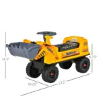 Bulldozer Ride-On Toy Excavator, Multi-functional with Steering Wheel, Under Seat Storage, Yellow, Ages 2-3 - Image 3