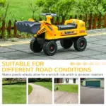 Bulldozer Ride-On Toy Excavator, Multi-functional with Steering Wheel, Under Seat Storage, Yellow, Ages 2-3 - Image 7