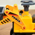 Bulldozer Ride-On Toy Excavator, Multi-functional with Steering Wheel, Under Seat Storage, Yellow, Ages 2-3 - Image 9