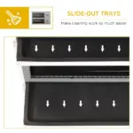 Bunny Cage Outdoor, 54" 2-Level Wooden Cage, with Lockable Doors, Removable Tray and Waterproof Roof, for Outdoor/Indoor Dark Grey - Image 6