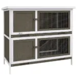 Bunny House Indoor, Wooden Hutch with Ramp for Indoor/Outdoor Use Durable Brown - Image 11
