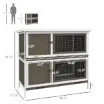 Bunny House Indoor, Wooden Hutch with Ramp for Indoor/Outdoor Use Durable Brown - Image 3