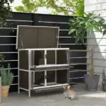 Bunny House Indoor, Wooden Hutch with Ramp for Indoor/Outdoor Use Durable Brown - Image 10