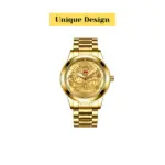 Gold Tone Mens Quartz Watch with Decorative Stone Accents and Stainless Steel Band - Image 10